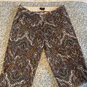 J. Crew Paisley Print Pants in Brown and Yellow